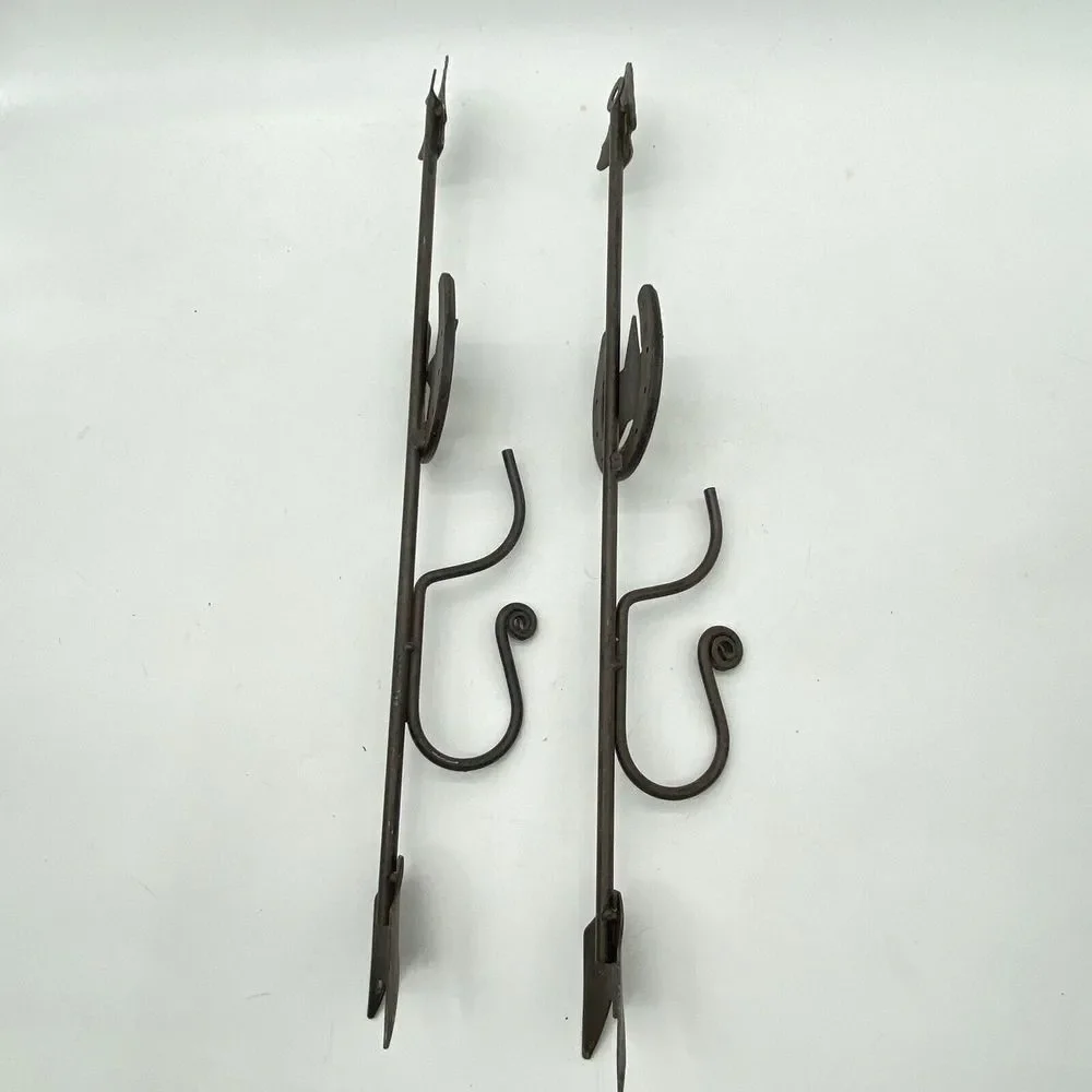 VTG Arrowhead‎ Horseshoe Star Wall Hooks Set 2 Metal Coat Hat Rack Western Ranch